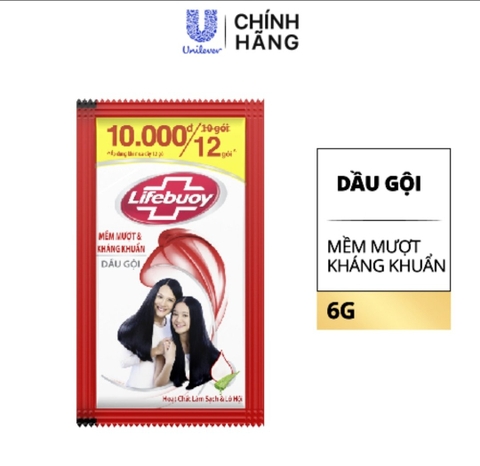 LIFEBUOY Dầu Gội Mềm Mượt Kháng  Khuẩn (Đỏ) 6gx12