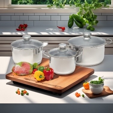 Bộ nồi inox 3 cái 3 đáy Nanoccok 06TC(NỒI 16+18+20), nắp kiếng cường lực, tay cầm cách nhiệt, sử dụng được bếp từ và các loại bếp khác)