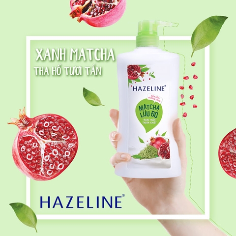 Sữa Tắm Hazeline đưỡng sáng da matcha lựu đỏ chai 670g