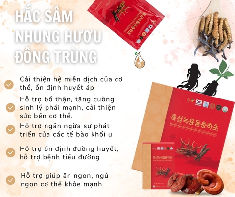 Hắc Sâm Nhung Hươu Đông Trùng hộp 30 gói x 50ML