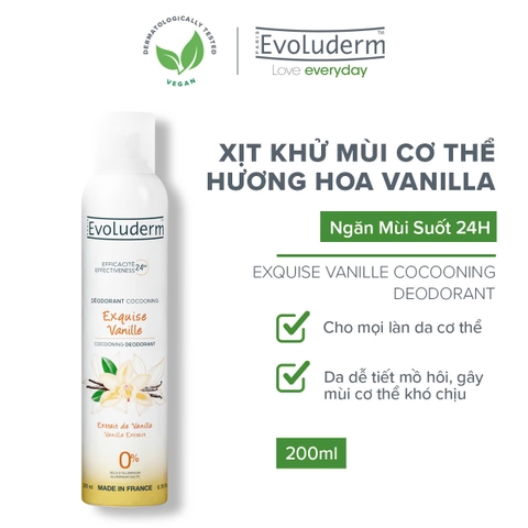 Xịt khử mùi cơ thể 24h hương Vani Evoluderm 200ml