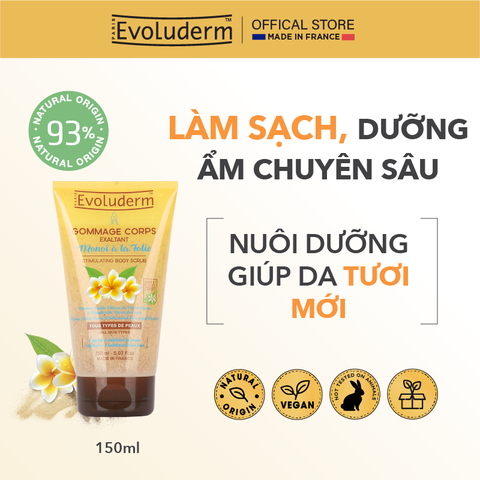 Tẩy tế bào chết toàn thân thiên nhiên thuần chay Evoluderm chiết xuất hoa sứ Monoi 150g