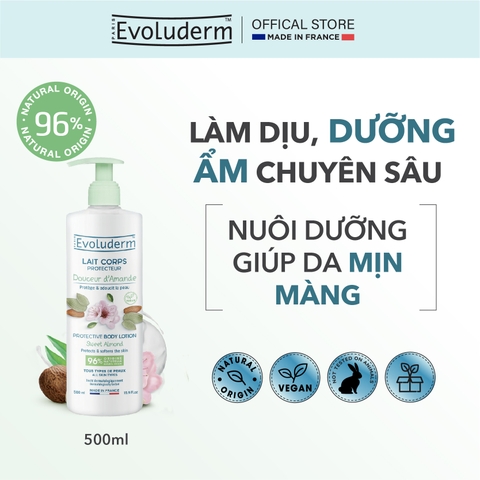 Sữa dưỡng thể thiên nhiên thuần chay Evoluderm tinh chất Hạnh nhân 500ml