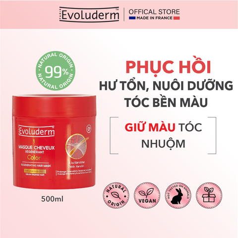 Kem ủ thiên nhiên không Silicon Evoluderm bổ sung Keratin dành cho tóc uốn nhuộm 500ml