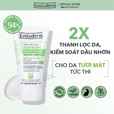 Kem dưỡng ẩm thiên nhiên thuần chay Evoluderm cho da thường, hỗn hợp 50ml