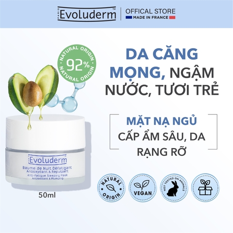 Kem mặt nạ ngủ thiên nhiên thuần chay Evoluderm dưỡng da căng mọng 50ml