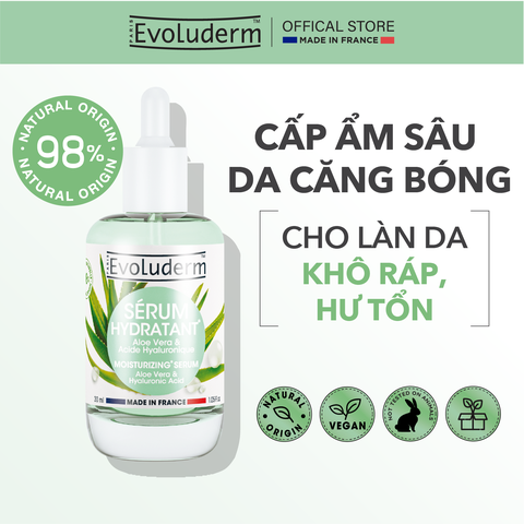 Serum nha đam thiên nhiên thuần chay Evoluderm cấp ẩm sâu và trẻ hóa da toàn diện 30ml