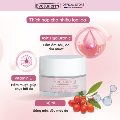 Kem dưỡng ban ngày thiên nhiên thuần chay Evoluderm trắng sáng mịn da Evoluderm 50ml