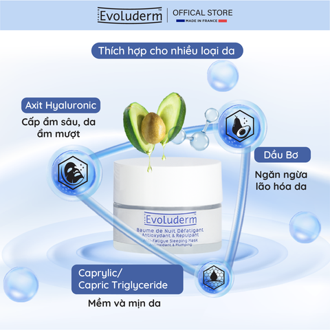 Kem mặt nạ ngủ thiên nhiên thuần chay Evoluderm dưỡng da căng mọng 50ml