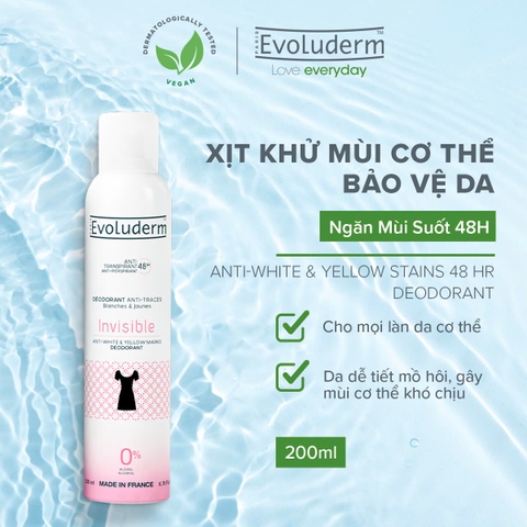 Xịt khử mùi cơ thể 48h giảm ố Anti Traces Evoluderm 200ml
