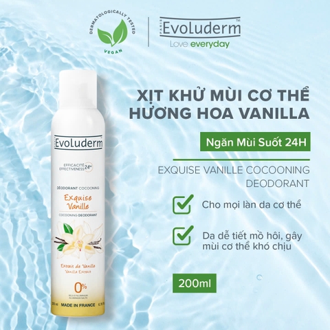Xịt khử mùi cơ thể 24h hương Vani Evoluderm 200ml
