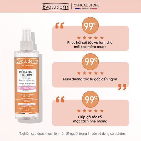 Xịt dưỡng tóc thiên nhiên không Silicon Evoluderm bổ sung Keratin 250ml