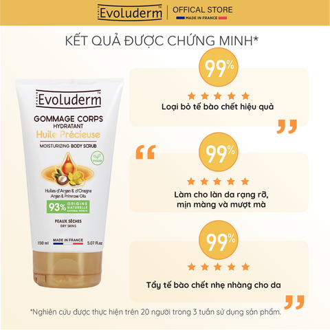 Tẩy tế bào chết toàn thân thiên nhiên thuần chay Evoluderm chiết xuất tinh dầu hoa anh thảo 150g