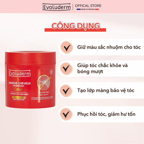 Kem ủ thiên nhiên không Silicon Evoluderm bổ sung Keratin dành cho tóc uốn nhuộm 500ml