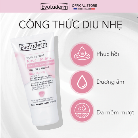 Kem dưỡng ẩm thiên nhiên thuần chay Evoluderm cho da khô và nhạy cảm 50m