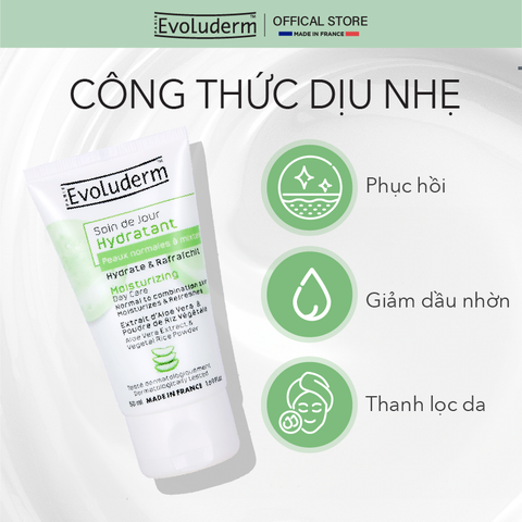 Kem dưỡng ẩm thiên nhiên thuần chay Evoluderm cho da thường, hỗn hợp 50ml