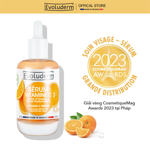 Serum Vitamin C thiên nhiên thuần chay Evoluderm dưỡng trắng sáng da 30ml