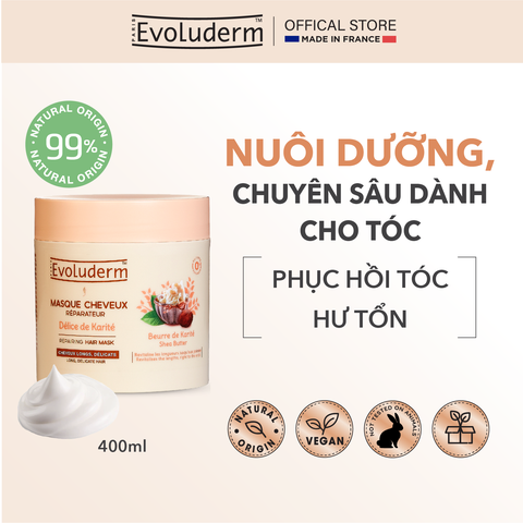 Kem ủ thiên nhiên không Silicon Evoluderm chiết xuất bơ hạt mỡ dành cho tóc dài, yếu 500ml