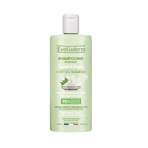 Dầu gội thiên nhiên không Silicon Evoluderm chiết xuất cây Nettle và bùn trắng dành cho tóc dầu 400ml