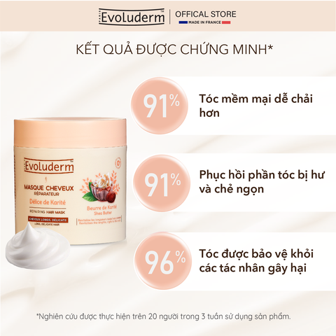 Kem ủ thiên nhiên không Silicon Evoluderm chiết xuất bơ hạt mỡ dành cho tóc dài, yếu 500ml
