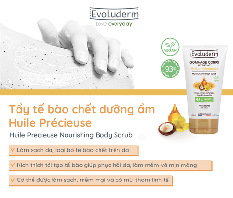 Tẩy tế bào chết toàn thân thiên nhiên thuần chay Evoluderm chiết xuất tinh dầu hoa anh thảo 150g