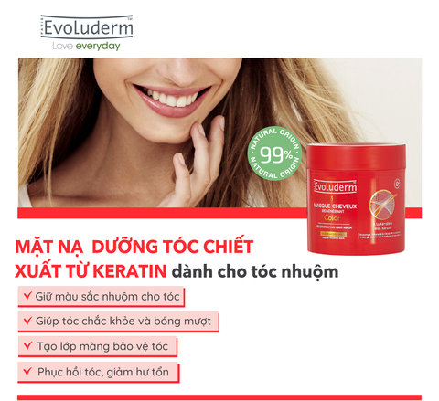 Kem ủ thiên nhiên không Silicon Evoluderm bổ sung Keratin dành cho tóc uốn nhuộm 500ml