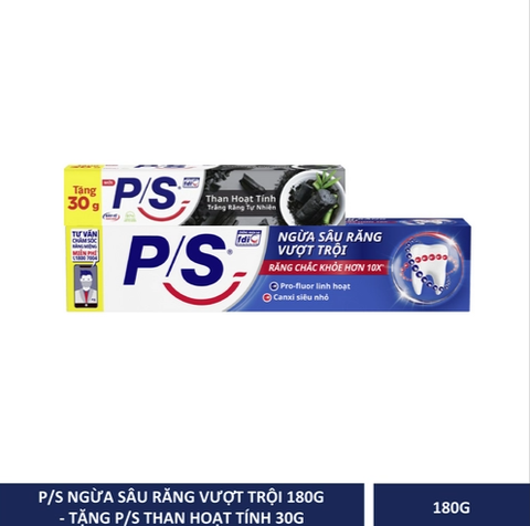 Combo KĐR P/S ngừa sâu răng vượt trội ống 180g tặng KĐR Than hoạt tính 30g