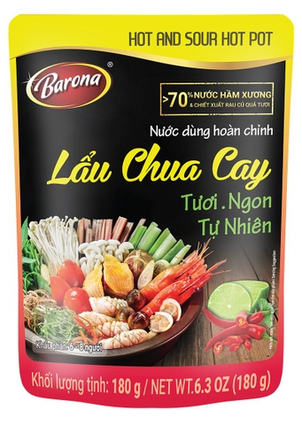 Nước dùng hoàn chỉnh barona - lẩu chua cay (180gr)