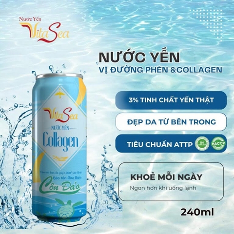 Nước Yến vị đường phèn & Collagen lon 240ML