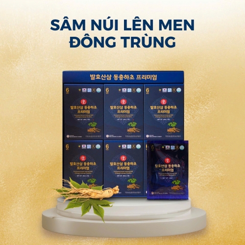 Thực phẩm bổ sung: Nước sâm núi lên men đông trùng hạ thảo Hàn Quốc cao cấp - Fermented Korean Cultured Wild Ginseng Cordyceps Premium, 50ml/gói, 30 gói/hộp
