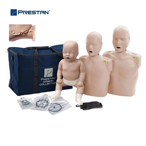 COMBO 3 MÔ HÌNH THỰC HÀNH HỒI SỨC TIM PHỔI CPR TIÊU CHUẨN PRESTAN (NGƯỜI LỚN, TRẺ EM, TRẺ SƠ SINH)