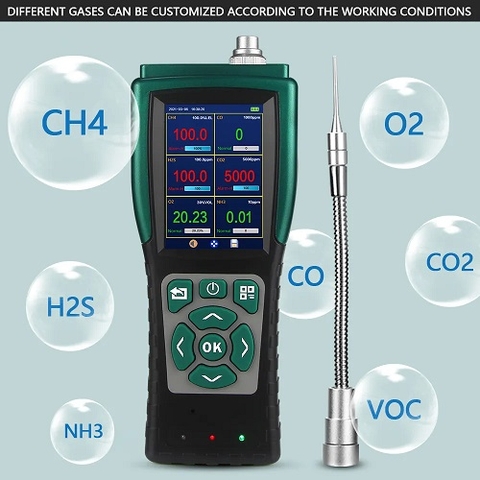 MÁY ĐO KHÍ THẢI CẦM TAY QUAN TRẮC HIỆN TRƯỜNG  SK/MIC-800 (CO2: 0-5000PPM; CO: 0-500PPM; NO: 0-100PPM NO2: 0-100PPM; SO2: 0-20PPM)