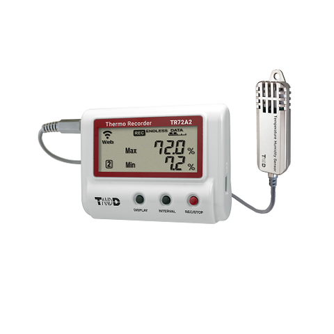 BỘ GHI DỮ LIỆU NHIỆT ĐỘ VÀ ĐỘ ẨM (LOẠI MẠNG LAN KHÔNG DÂY, -25 - +70OC, 0 - 99RH, 2 KÊNH, 30000 ĐIỂM DỮ LIỆU) TANDD (T&D) TR72A-S