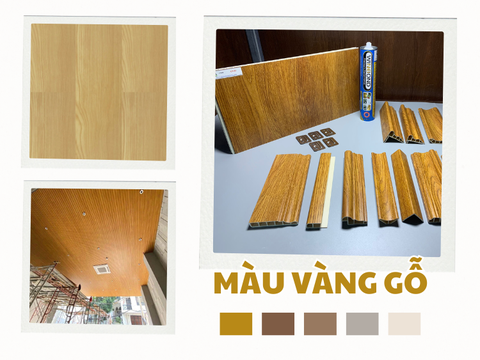 Mẫu tấm nhựa ốp tường MÀU VÀNG GỖ cho không gian sang trọng!