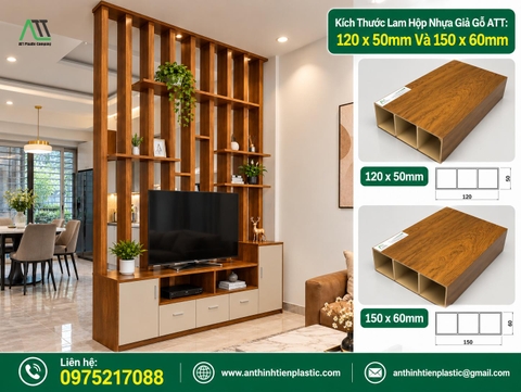 Kích Thước Lam Hộp Nhựa Giả Gỗ ATT: 120 x 50mm Và 150 x 60mm