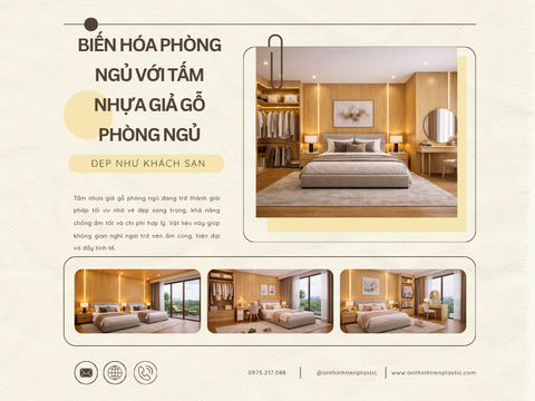 Biến hóa phòng ngủ với tấm nhựa giả gỗ phòng ngủ đẹp như khách sạn