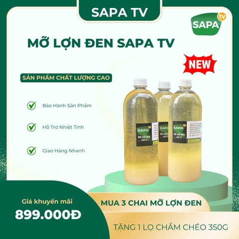 DEAL HOT [ MUA 3 CHAI TẶNG 1 LỌ CHẨM CHÉO ] 3 CHAI MỠ LỢN ĐEN 1000 ML TẶNG KÈM 1 LỌ CHẨM CHÉO VỊ TÊ CAY 350G
