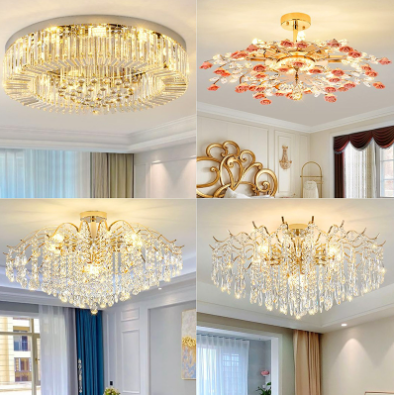 ĐÈN ỐP TRẦN PHA LÊ SANG TRỌNG HIỆN ĐẠI DO212