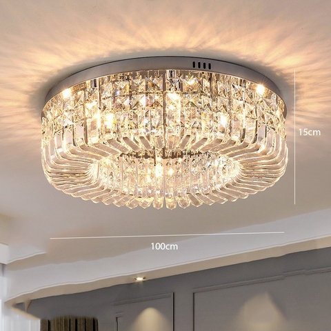 Đèn Ốp Trần Pha Lê Viền Kim Loại DO204F