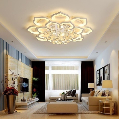 Đèn Ốp Trần Hoa Hai Tầng Pha Lê DO219T