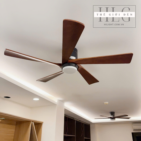Quạt Trần 5 Cánh Gỗ Thân Ngắn Có Đèn QT044