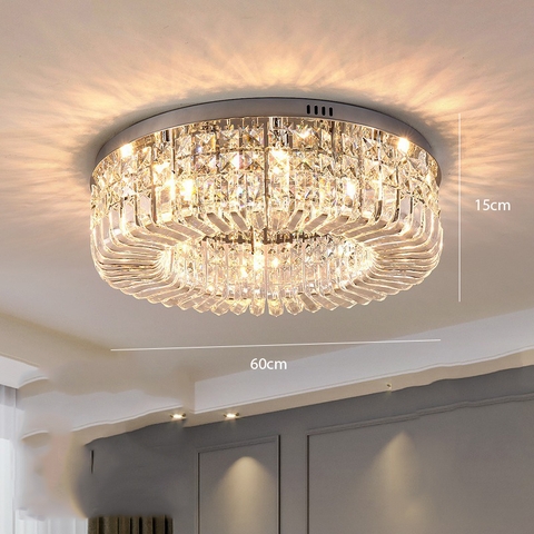 Đèn Ốp Trần Pha Lê Viền Kim Loại DO204F