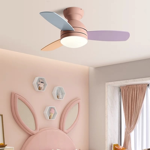 Quạt Trần Đèn Sải Cánh Ngắn Cho Phòng Bé Gái QT122