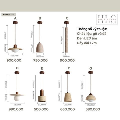 Đèn Thả Đá Dùng Cho Phòng Ăn, Phòng Khách, Phòng Ngủ DT270