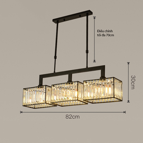 Đèn Thả Pha Lê Vuông Phòng Ăn Phong Cách Bắc Âu DT203F