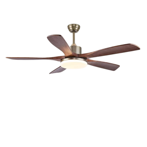 Quạt Trần 5 Cánh Gỗ Có Đèn Thân Đồng QT168