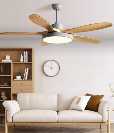 Quạt Trần Đèn 5 Cánh Nhựa Phong Cánh Đơn Giản Âu Mỹ