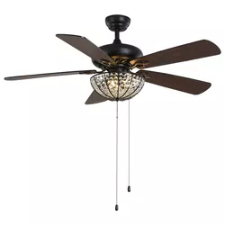 Quạt Trần Đèn Cánh Gỗ Mặt Kim Cương QT042