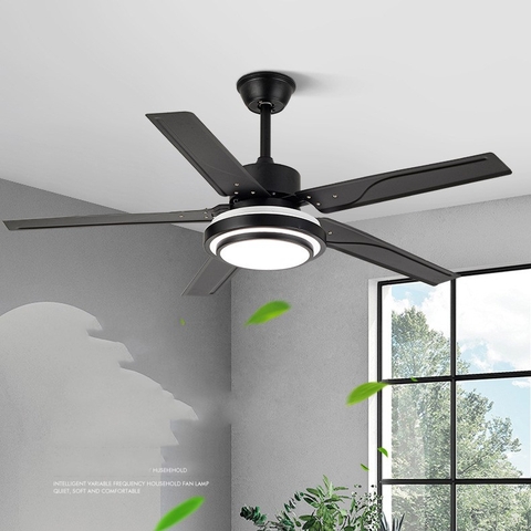 Quạt Đèn 5 Cánh Inox Màu Đen Phong Cách Hiện Đại QT108F