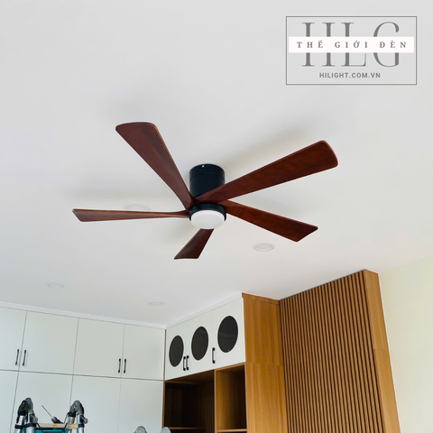 Quạt Trần 5 Cánh Gỗ Thân Ngắn Có Đèn QT044